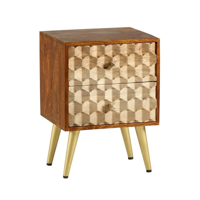 Verty Furniture - cnc Retro 2 Drawer Side Table - Two-Tone