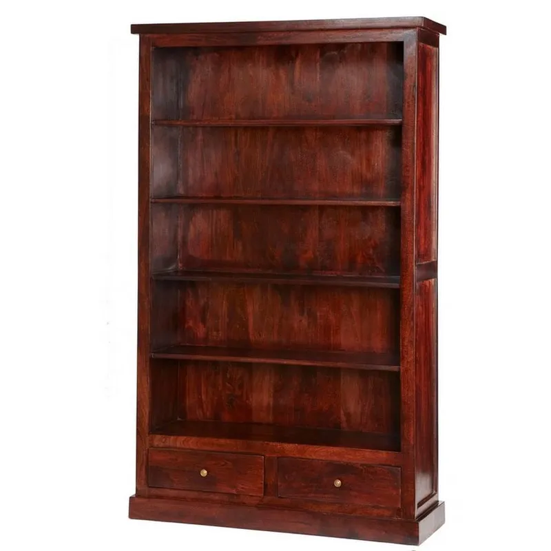Indian Hub Jaipur Dark Mango Large Bookcase - Solid Mango Wood - L35 x W110 x H180 cm in Brown Brown