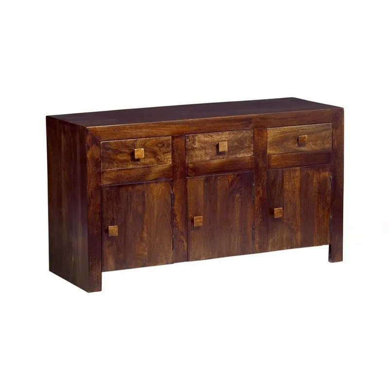 Indian Hub Toko Dark Mango Large Sideboard - Solid Mango Wood - L45xW135xH75 cm in Brown Brown