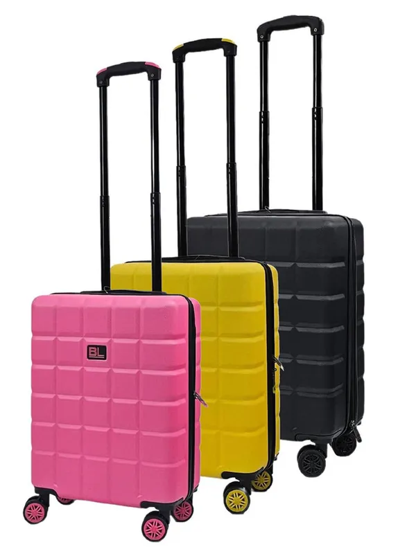 Infinity Leather Classic Hard Shell 8 Wheel Cabin Luggage Suitcase in Black - Black