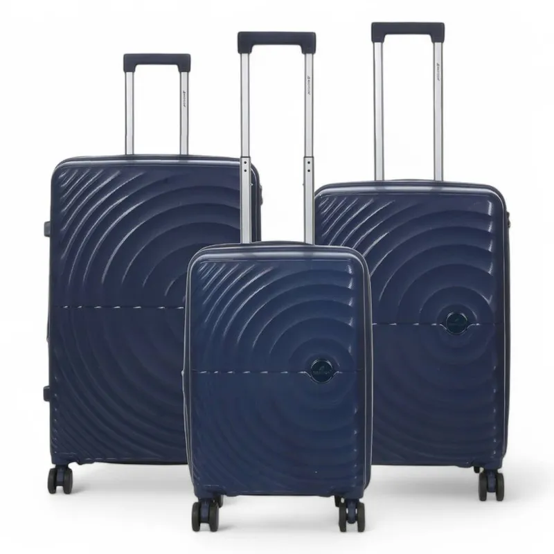 Infinity Leather Expandable Hard Shell 8 Wheels Luggage Cabin Suitcase in Navy Size: Medium - Navy - Size: M