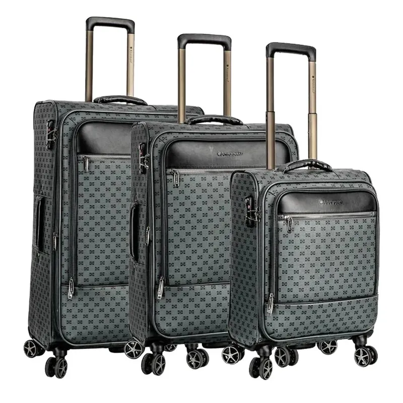 Infinity Leather Expandable Travel Luggage Strong Soft Shell Suitcases in Grey Size: Small Grey Small