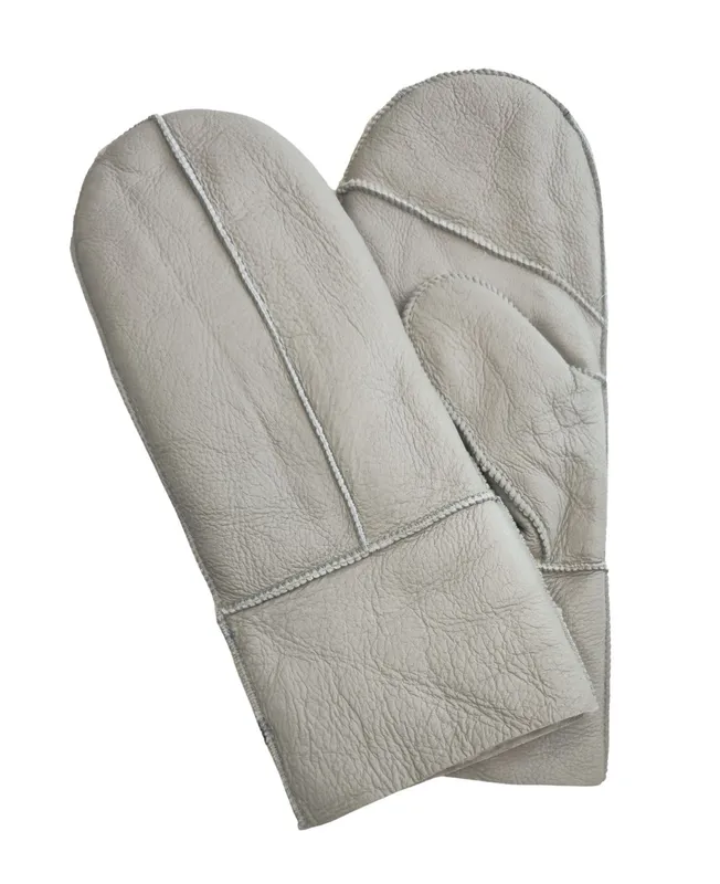 Infinity Leather Genuine Real Sheepskin Leather Mittens Warm Gloves in Grey Size: Medium Grey M