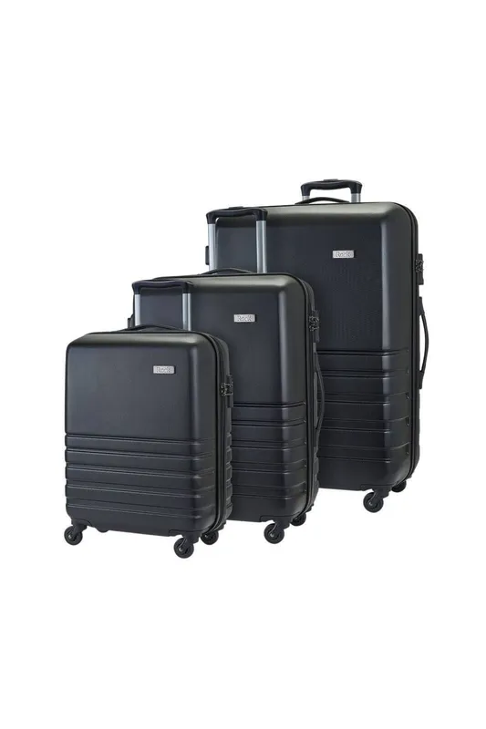 Infinity Leather Hard Shell Suitcase Travel Luggage in Black Size: Small - Black