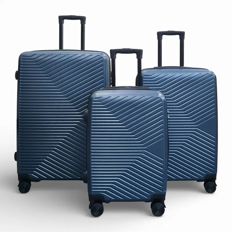 Infinity Leather Hardshell Suitcase Robust 8 Wheel Cabin Luggage Case - Austria in Blue Blue Cabin