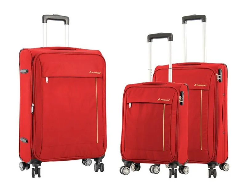 Infinity Leather Lightweight Soft Casing Travel Luggage Suitcase in Red Size: Large - Red