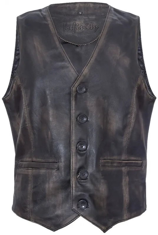 Infinity Leather Men's Classic Leather Waistcoat-Chester in Black Size: XS Black XS