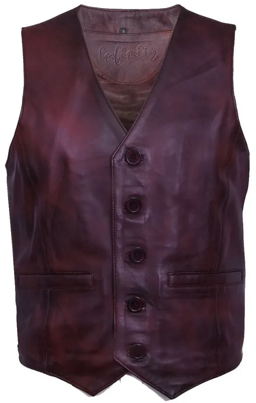 Infinity Leather Mens Tan Waistcoat - Brown - Size 5xl