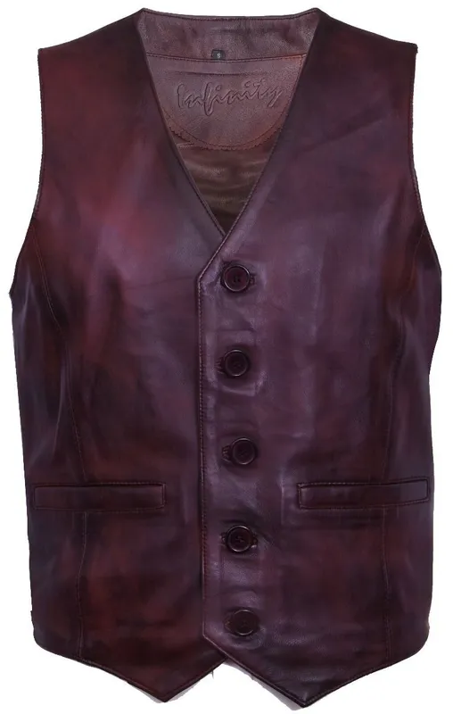 Infinity Leather Mens Tan Waistcoat - Brown - Size 3xl