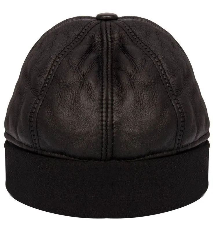 Infinity Leather Unisex 100% Sheepskin Beanie Hat in Black - Black