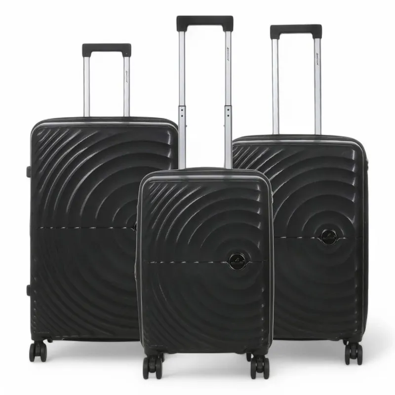 Infinity Leather Expandable Hard Shell 8 Wheels Luggage Cabin Suitcase in Black Size: Large - Black - Size: L
