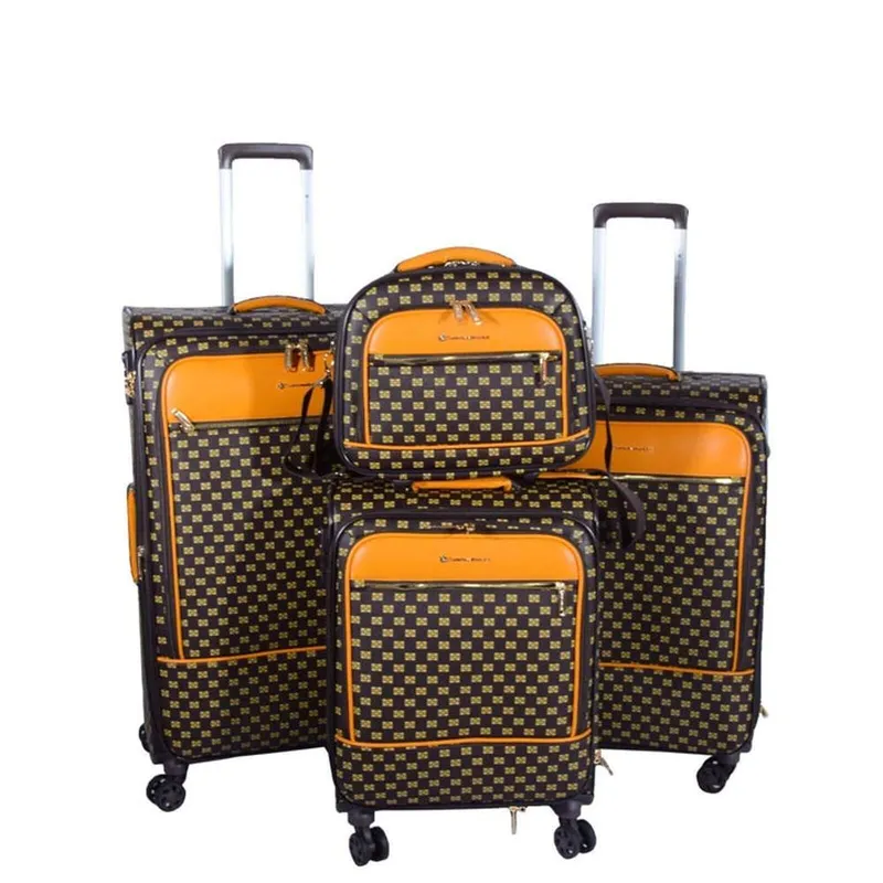 Infinity Leather Expandable Travel Luggage Strong Soft Shell Suitcases in Brown Size: Large - Brown - Size: L