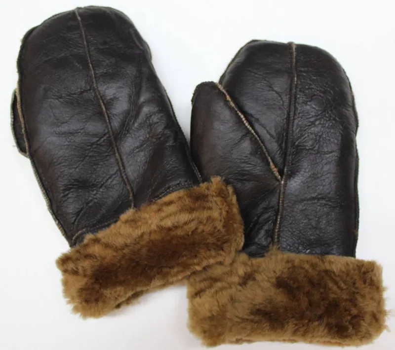 Infinity Leather Unisex Sheepskin Mittens in Dark Brown Size: Medium - Dark Brown