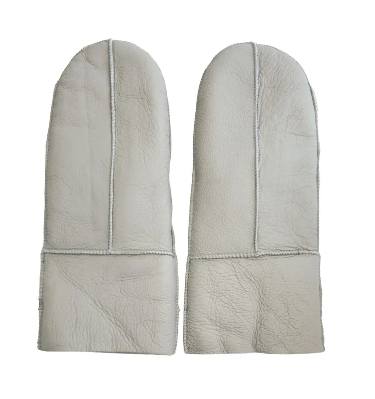 Infinity Leather Genuine Real Sheepskin Leather Mittens Warm Gloves in Grey Size: Large Grey L