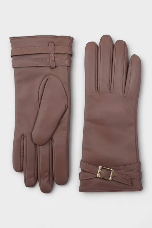 Infinity Womens Italian Leather Buckle Winter Gloves - - Size: S