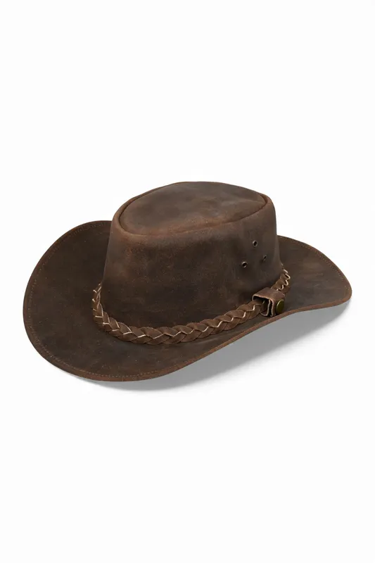 Infinity Mens Western Real Leather and Suede Aussie Hat - - Size: Xxl