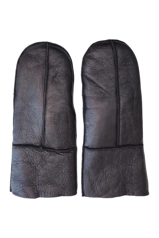 Infinity Unisex Genuine Sheep Leather Mittens Warm Gloves - - Size: XL