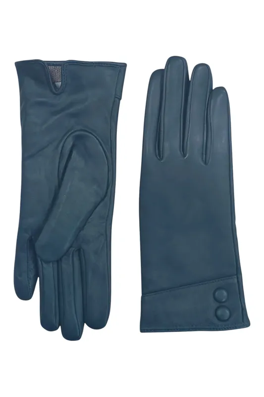 Infinity Womens Italian Leather Button Winter Gloves - - Size: XL