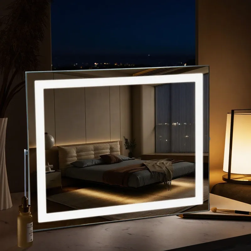 Inmtfei Hollywood Vanity Mirror with LED Strip, 3 Light Modes Makeup Mirror in White - White