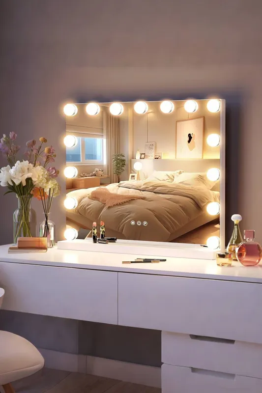 Inmtfei 'Hollywood Vanity Mirror' Lighted Makeup Mirror 58x46cm in White - White