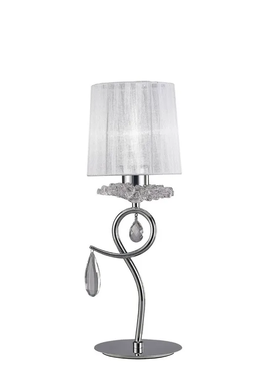 Inspired Lighting Louise Table Lamp 1 Light E27 with White Shade Polished Chrome, Clear Crystal