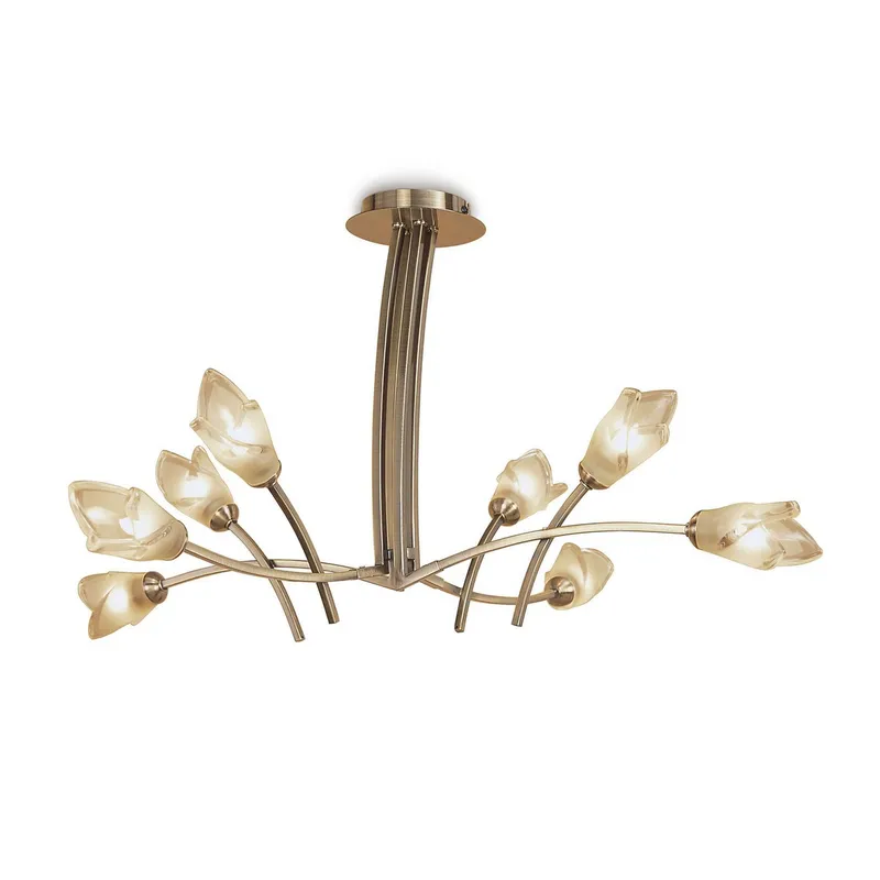 Inspired Lighting Pietra Pendant 4 Arm 8 Light G9, Antique Brass