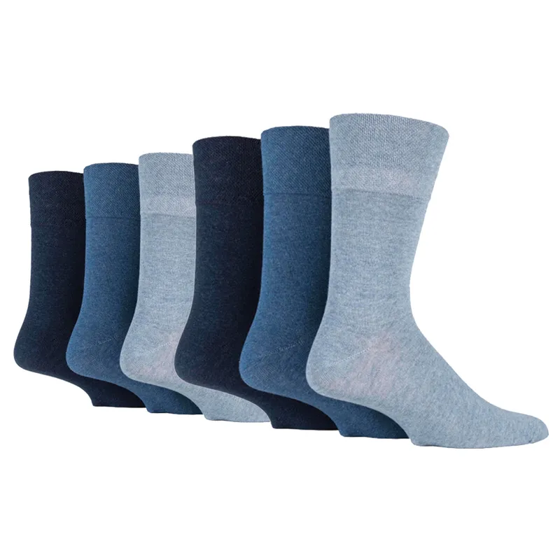 Iomi FootNurse + Gentle Grip 6 Pairs Men's Diabetic Socks - Blue