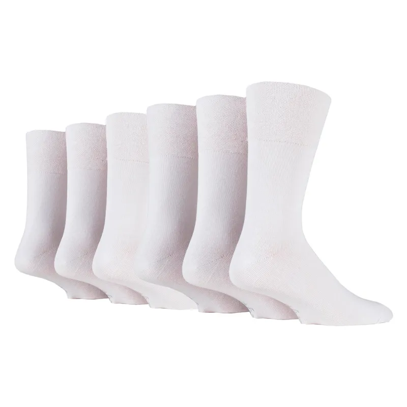 Iomi FootNurse + Gentle Grip 6 Pairs Men's Diabetic Socks - White
