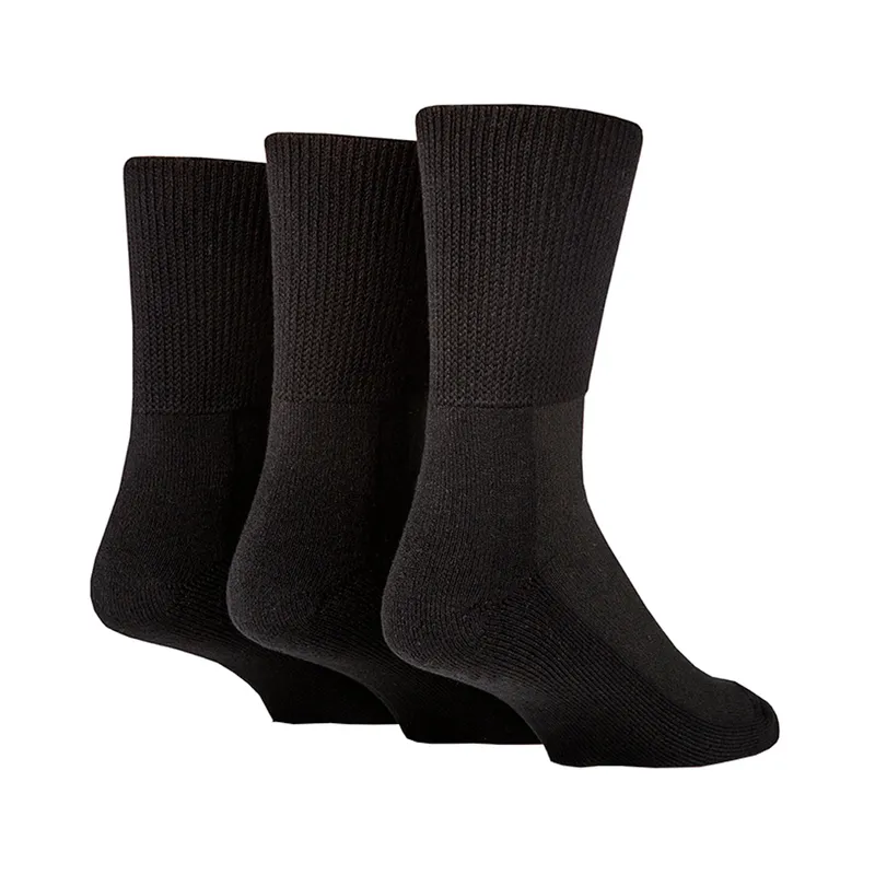 Iomi FootNurse 3 Pairs Cushion Foot Bamboo Diabetic Socks - Black