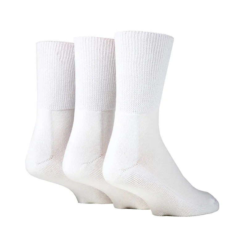 Iomi FootNurse 3 Pairs Cushion Foot Bamboo Diabetic Socks - White