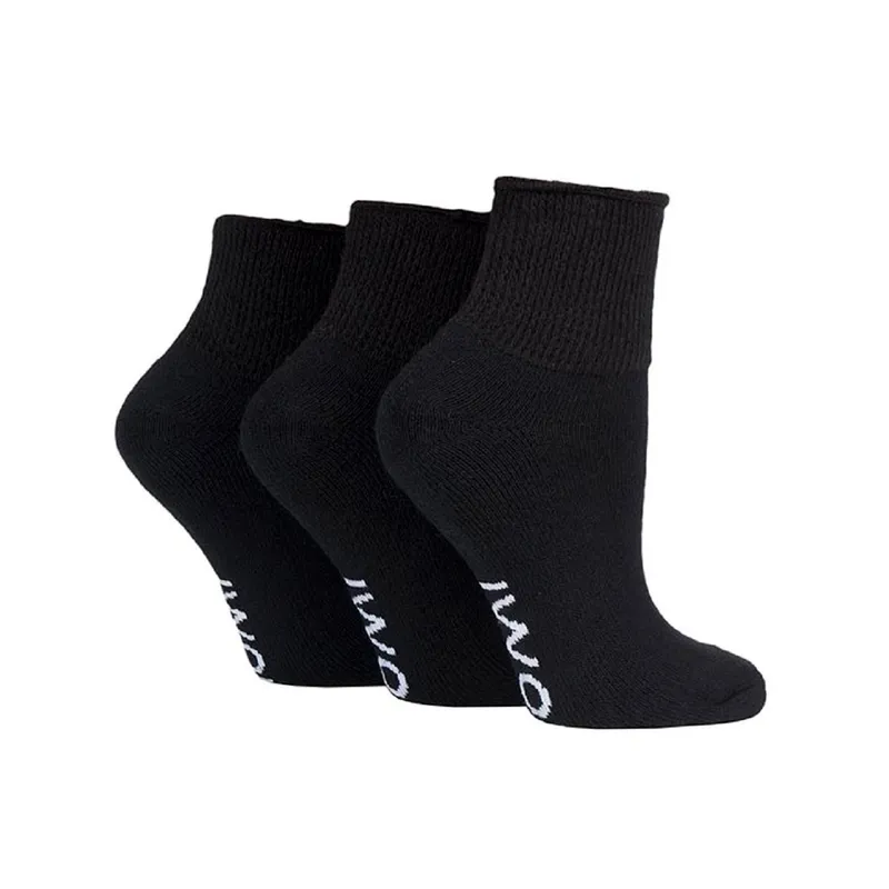 Iomi FootNurse 3 Pairs Cushion Foot Diabetic Ankle Socks - Black