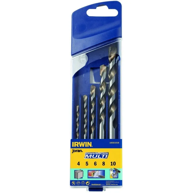 Irwin® 10501938 Cordless Multi-Purpose Drill Bit Set 5 Piece 4-10mm
