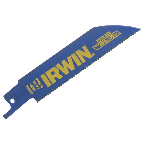 Irwin - 418R Sabre Saw Blade for Metal Cutting 100mm Pack of 5