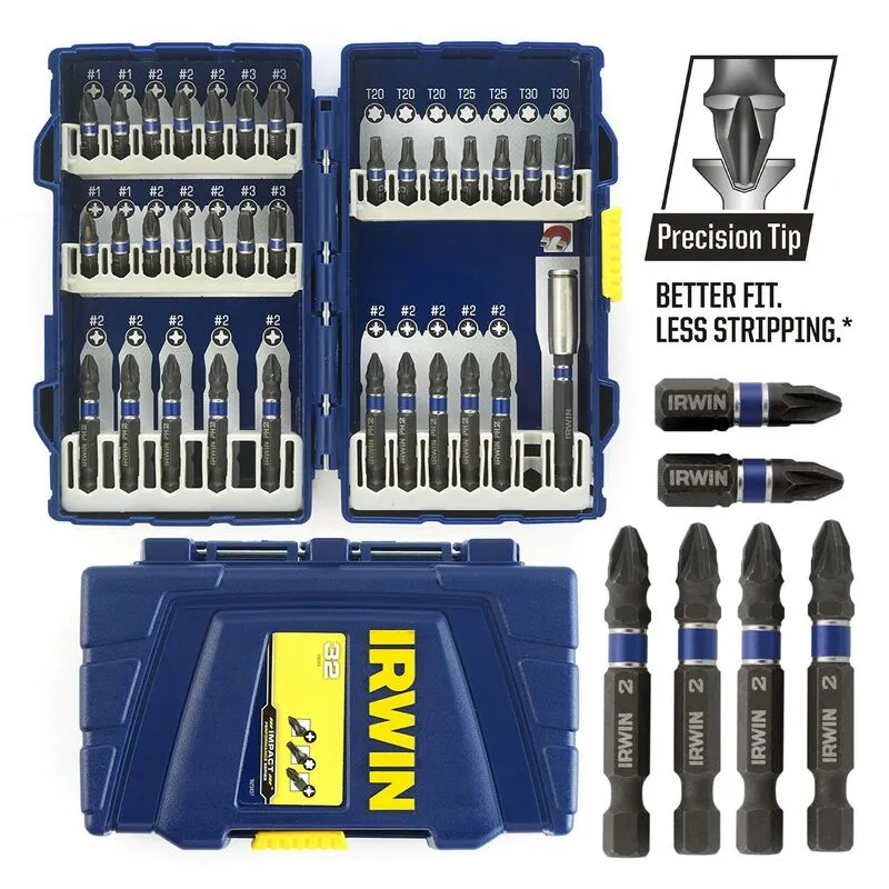 Irwin Impact Screwdriver Bit Set Of 32 in Black Black