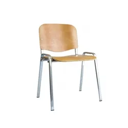 Iso Stacking Chair Beech Chrome Frame Without Arms