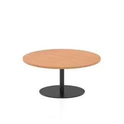 Italia 1000mm Round Coffee Table Oak Top 475mm High Black Leg