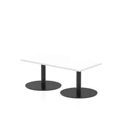 Italia 1200 x 600mm Rectangular Coffee Table White Top Black Leg