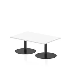 Italia 1200 x 800mm Rectangular Coffee Table White Top Black Leg