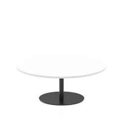 Italia 1200mm Round Coffee Table White Top 475mm High Black Leg