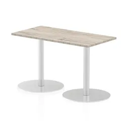 Italia 1200x600mm Poseur Rectangular Table Grey Oak Top 725mm High Leg
