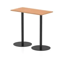 Italia 1200x600mm Rectangular Table Oak Top 1145mm High Black Leg