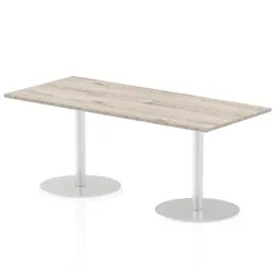 Italia 1800x800mm Poseur Rectangular Table Grey Oak Top 725mm High Leg