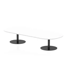 Italia 2400mm Boardroom Coffee Table White Top 475mm High Black Leg