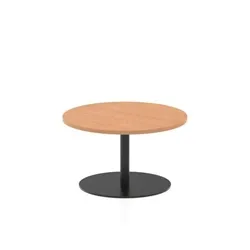 Italia 800mm Round Coffee Table Oak Top 475mm High Black Leg