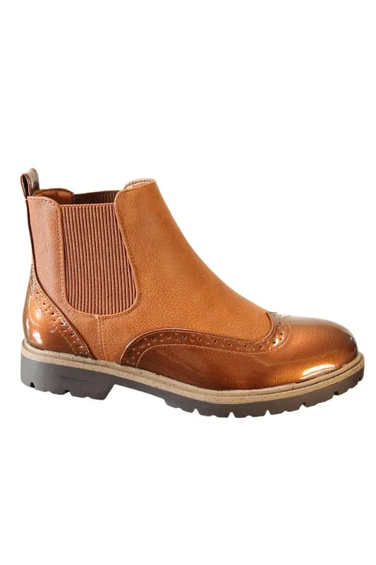 Ivachy Women's Chelsea Boots - Classic Brogue in Tan Size: 5 - Tan
