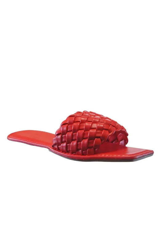 Ivachy Women's Slider Flat Mules in Red Size: 7.5 Red 7.5