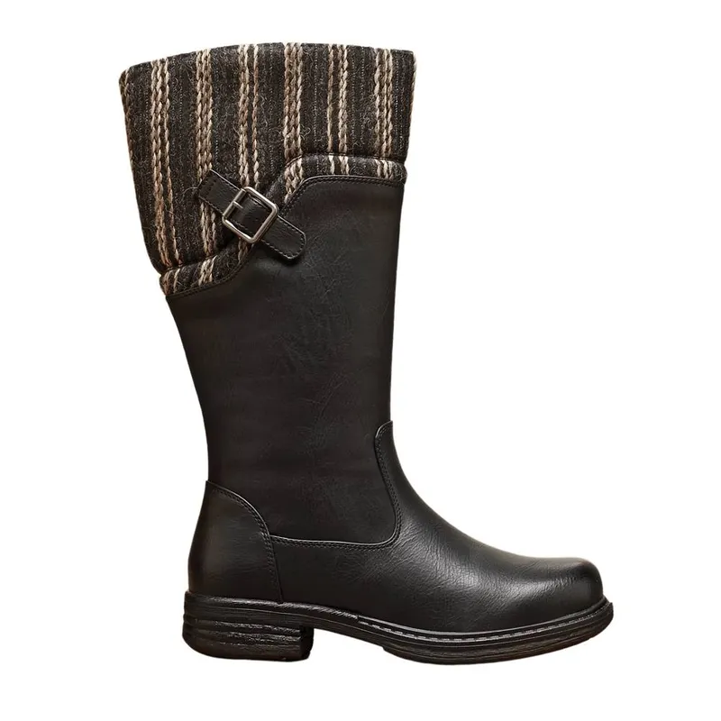 Ivachy Women's Tall Winter Boots With Knit Cuff in Black Size: 5 - Black - Size: 5
