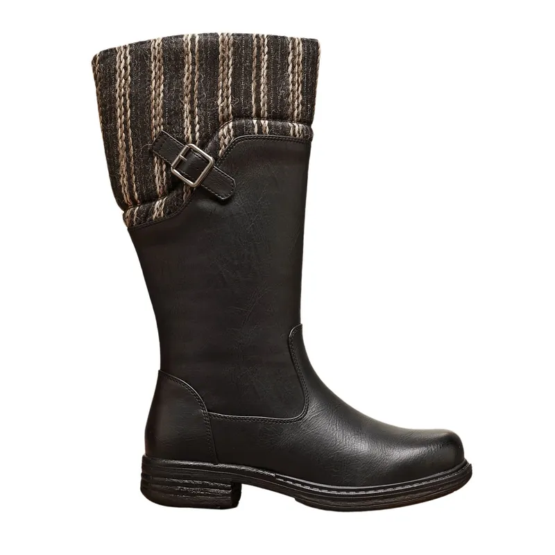 Ivachy Women's Tall Winter Boots w/ Knit Cuff in Black Size: 6 Black female