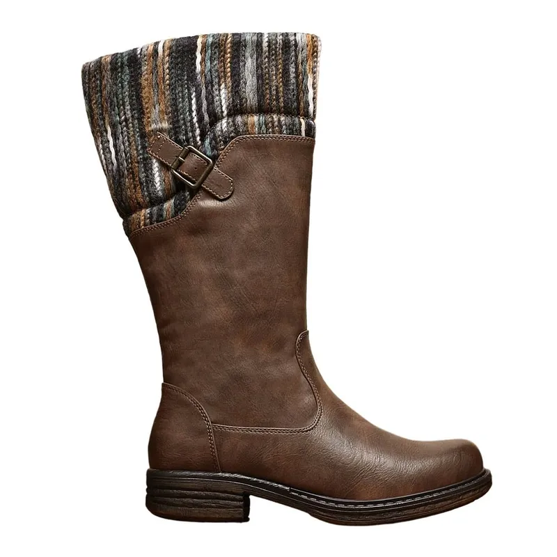 Ivachy Women's Tall Winter Boots With Knit Cuff in Camel Size: 6 - Camel - Size: 6