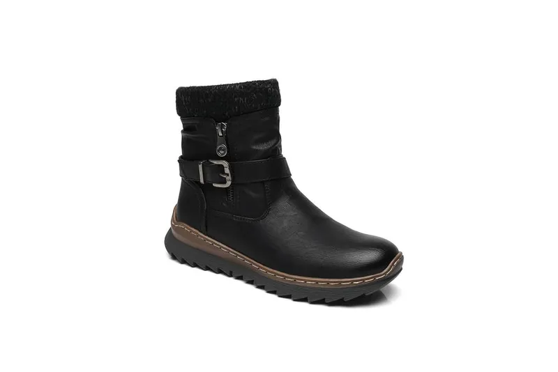 Ivachy Women's Warm Lining Ankle Boots - Cozy insulated winter boots in Black Size: 4 - Black